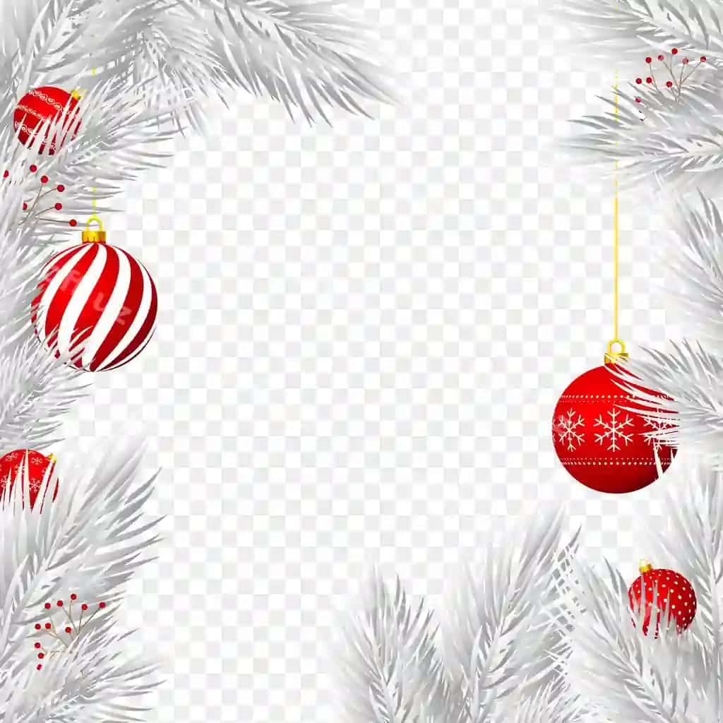 Vektor illustratsiyasi fir darchalari bagatlar bilan shaffof ramka | Vector illustration fir branches with christmas balls frame transparent