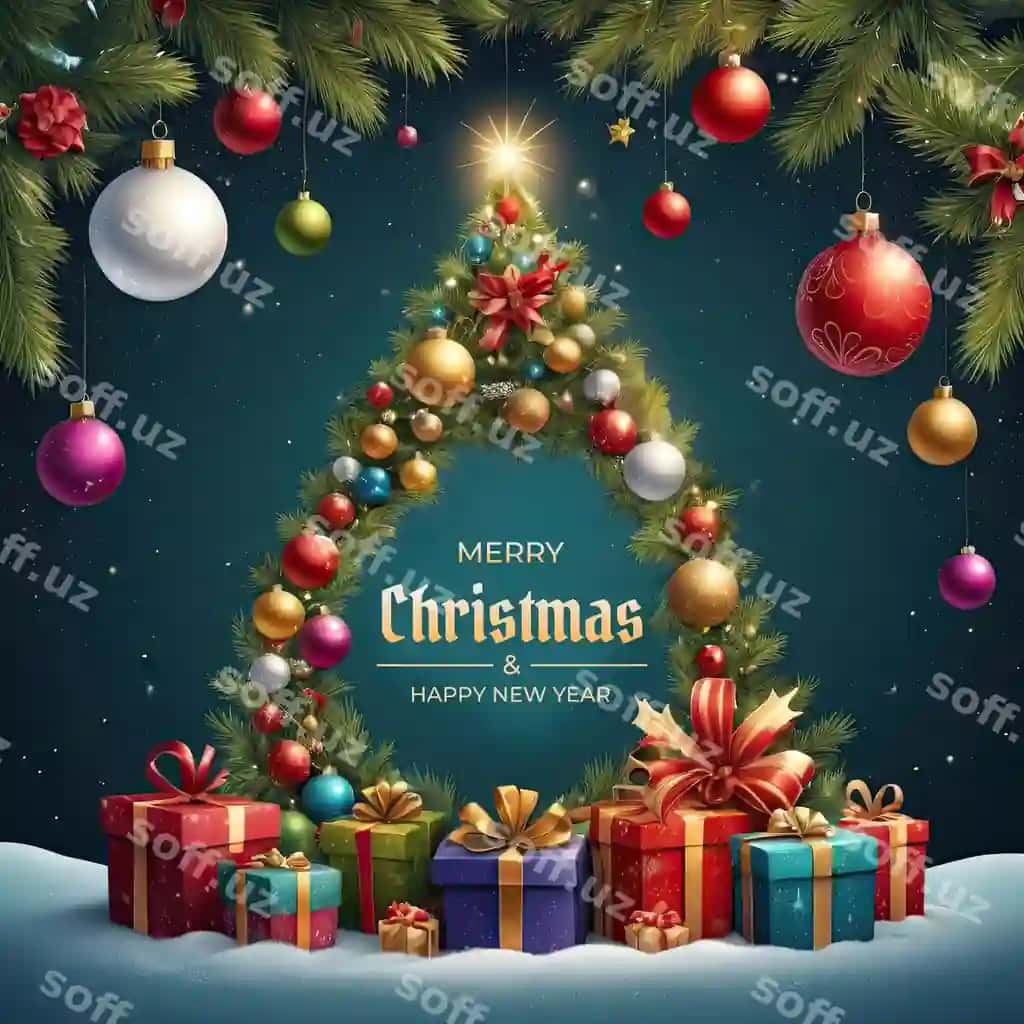 Rojdestvo bilan tabrik! Yangi yil bilan tabrik! Ijtimoiy tarmoqlar uchun plakat tabrik xati | Merry christmas happy new year poster social media greeting card