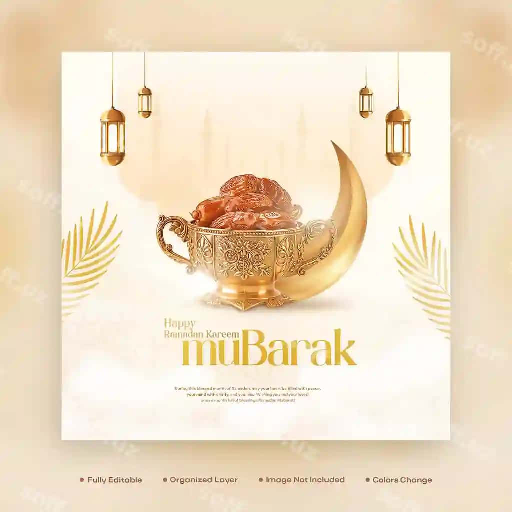 Ramazon kurbon maxsus taom menyu ijtimoiy tarmoqlar uchun post shabloni psd | Ramadan kareem special food menu social media post template psd