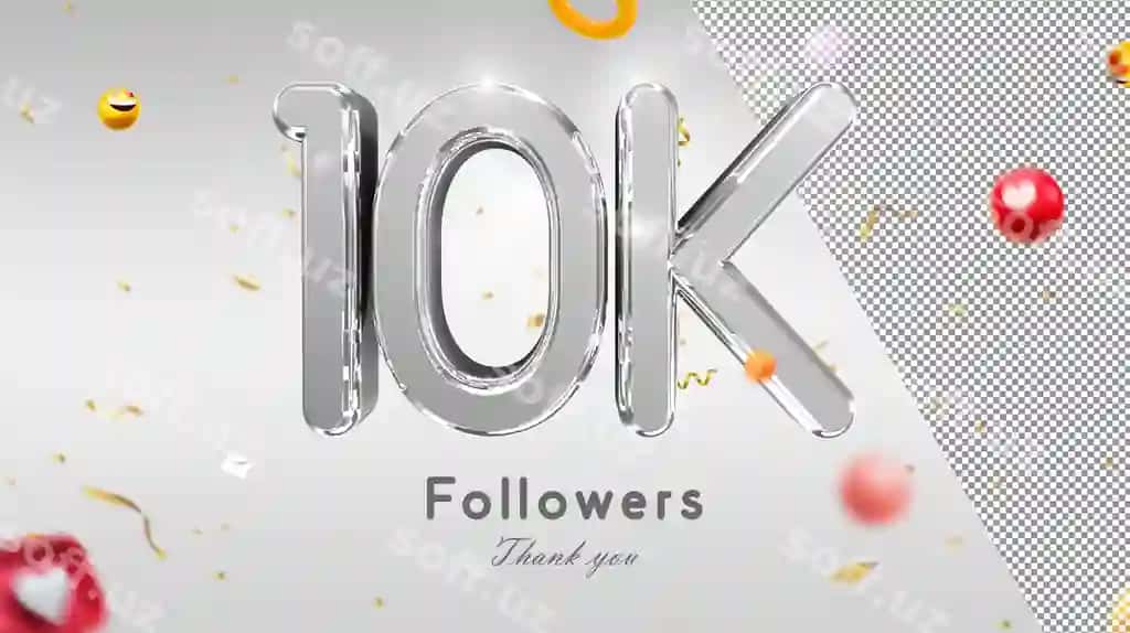 Katta son obunachilar kumush raqam o'n ming kuzatuvchi | Large number subscribers with silver number 10k followers