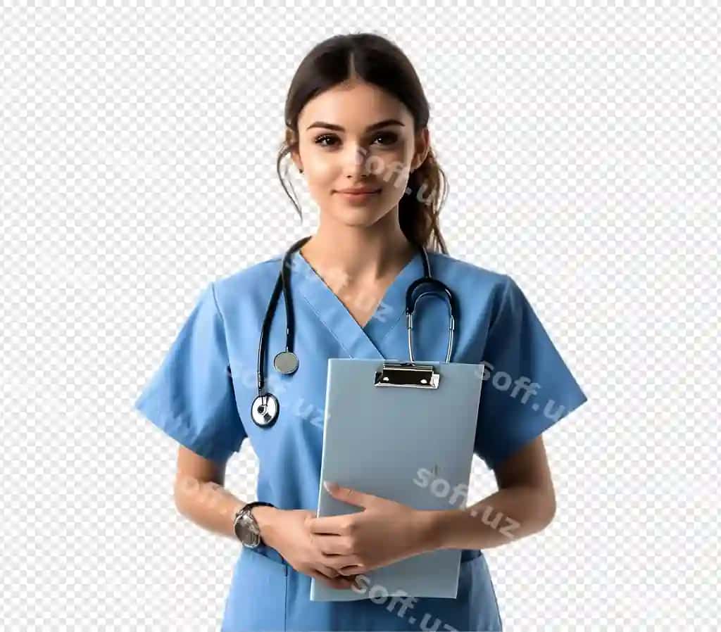 Ayol shifogi stetoskop bo'yida | Female doctor with stethoscope her neck