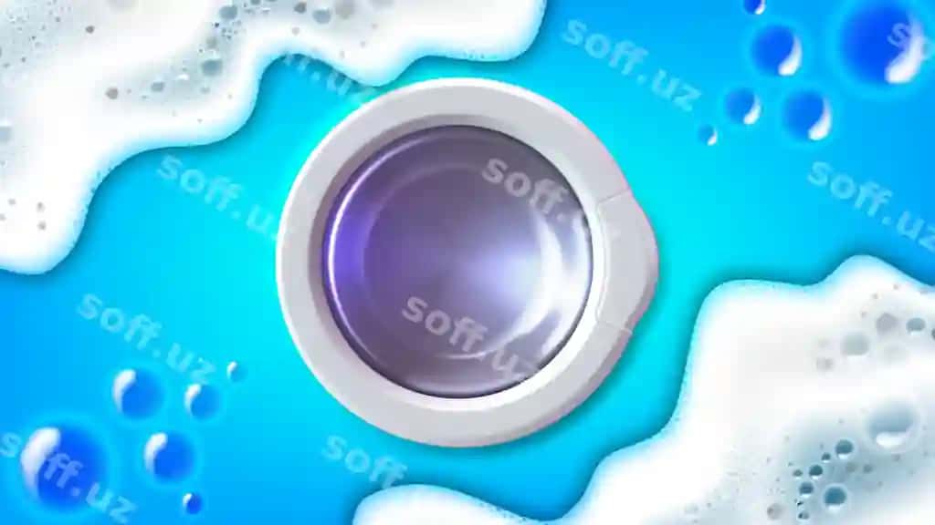 Yuvish mashinasining eshigi sovaguprak pufak detergent yuvish dizayni | Washing machine door soap bubbles foam detergent laundry design