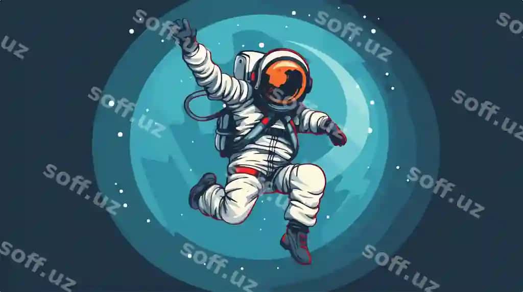 Astronaut forsayka kostyumi, uning orqagida «astronaut» soʻzi. | Astronaut space suit with words astronaut his back