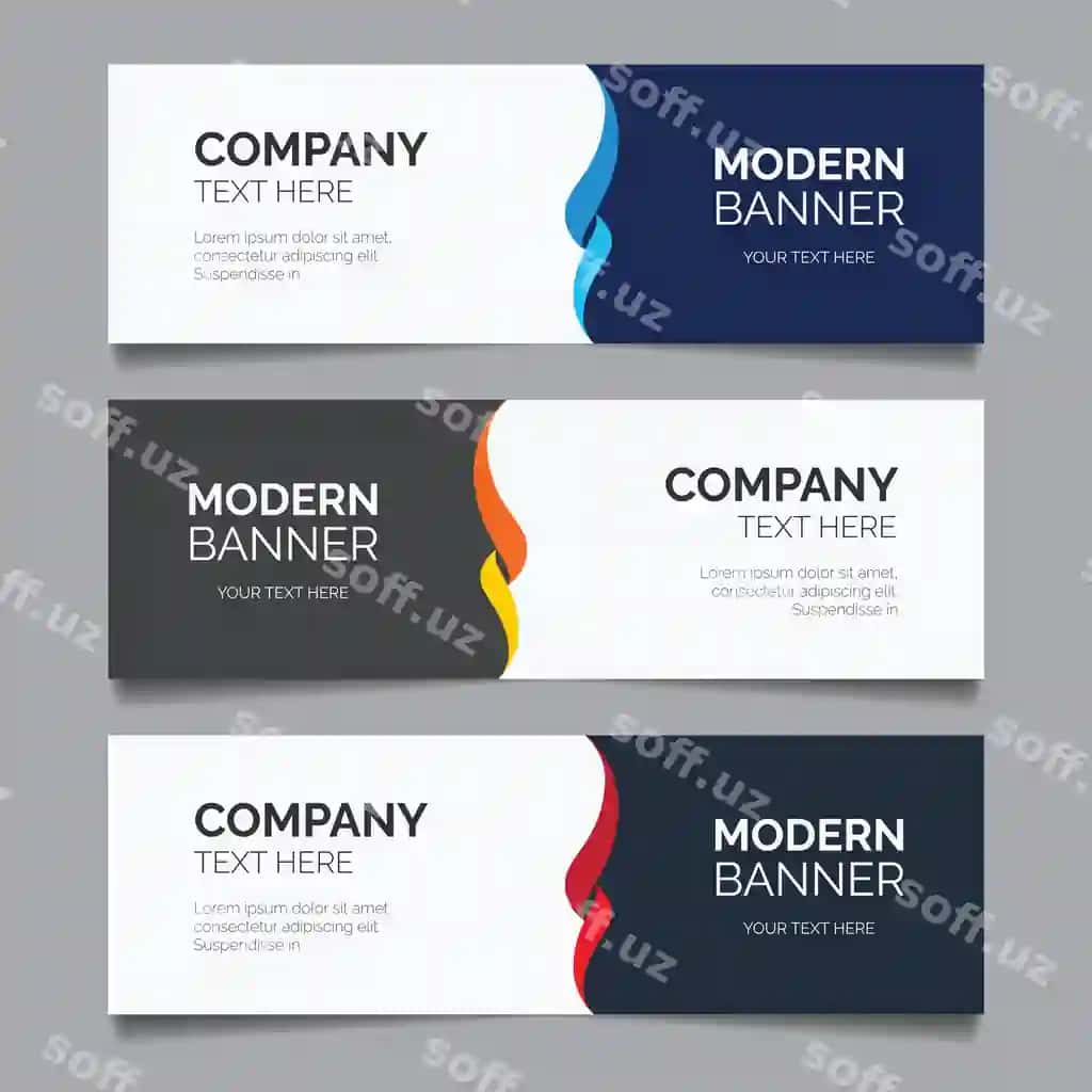 Rangli baner dizaynlar abstrakt shakllar bilan | Colorful banner designs with abstract shapes