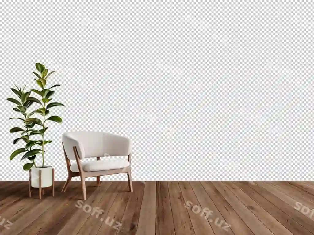 Bepul psd bo'sh mehmonxona oq devor minimalistik armqalin o'simlik | Free psd empty living room with white wall minimalist armchair plant