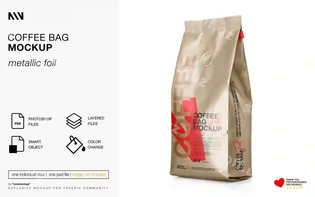 Kofe bagasi mockup | Coffee bag mockup