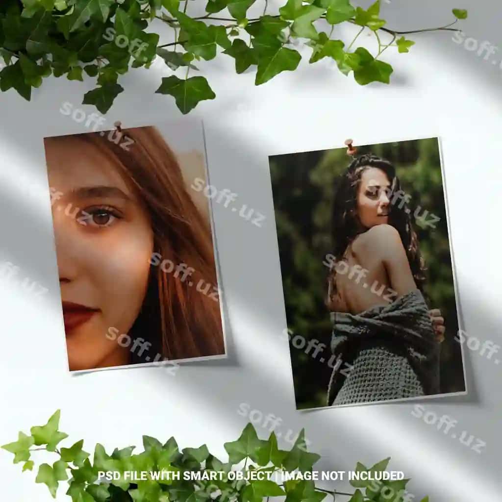 Sotsial media posti foto qog'oz ramkasi moodboard mockup premium | Social media post photo paper frame moodboard mockup premium
