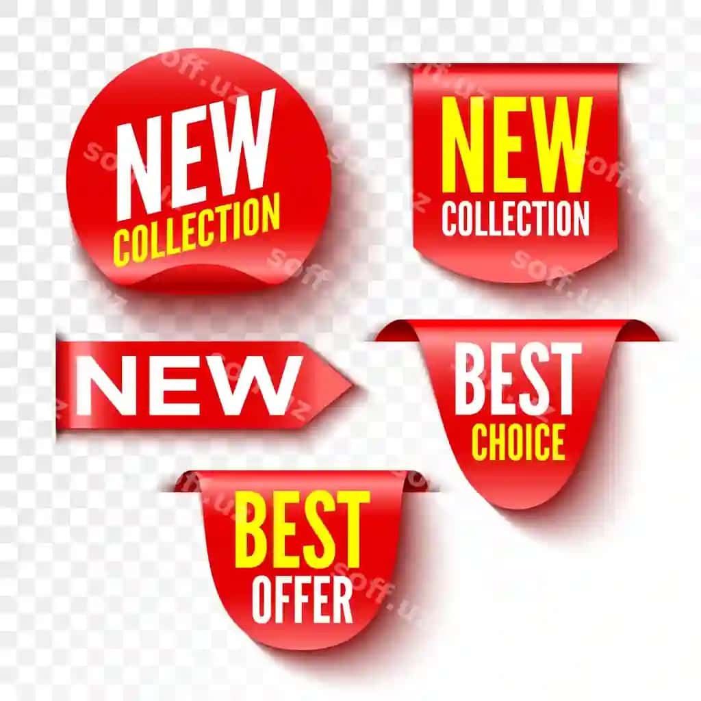 Yangi to'plam eng yaxshi tanlov takliflar bannerlari qizil sotish taglari tashqiylar | New collection best choice offer banners red sale tags stickers