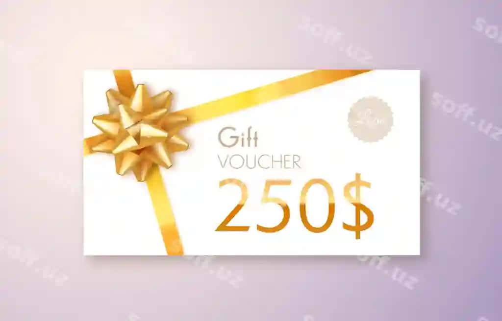 So'mga oltin ruchka bowli hrift karta | Gift card with gold ribbon bow