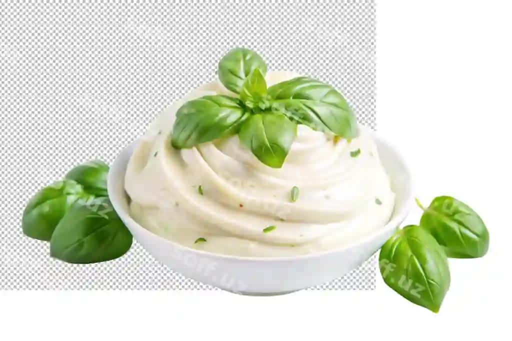 Smetlali oq aylanma mayonnaise taza nazokat | Creamy white swirled mayonnaise taste elegance