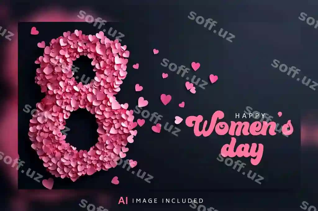 Baxromli Ayollar kuni 8-mart bayrami ilustratsiya karta dizayni | Happy womens day8 th march holiday illustration card design