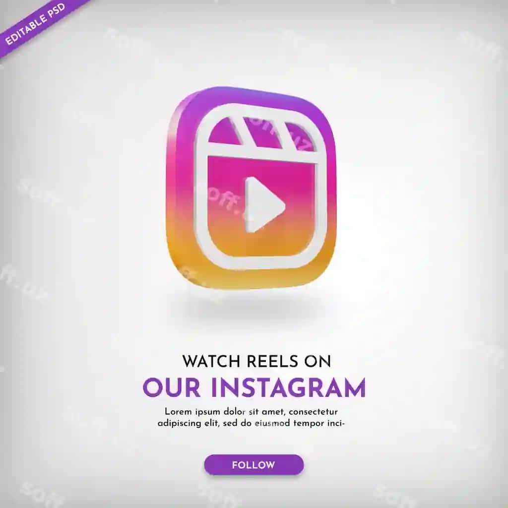 Instagram reels reklama banneri 3d ikonka bilan | Instagram reels promo banner with 3d icon