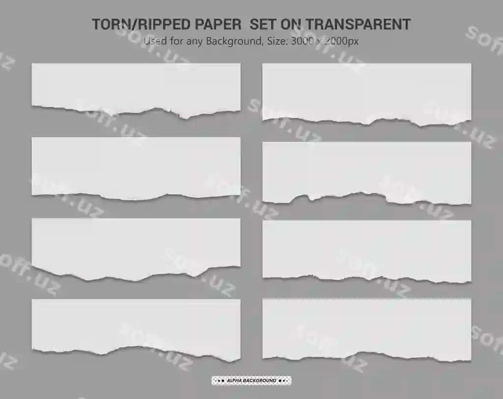 Yirtilgan varaq realistik shaffof komplekt | Torn paper realistic transparent set