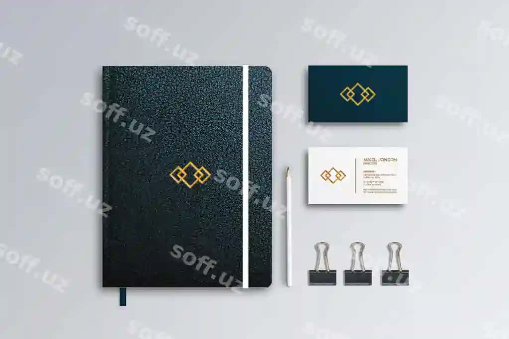 Daftar biznes karta namuna shabloni | Notebook business card mockup template