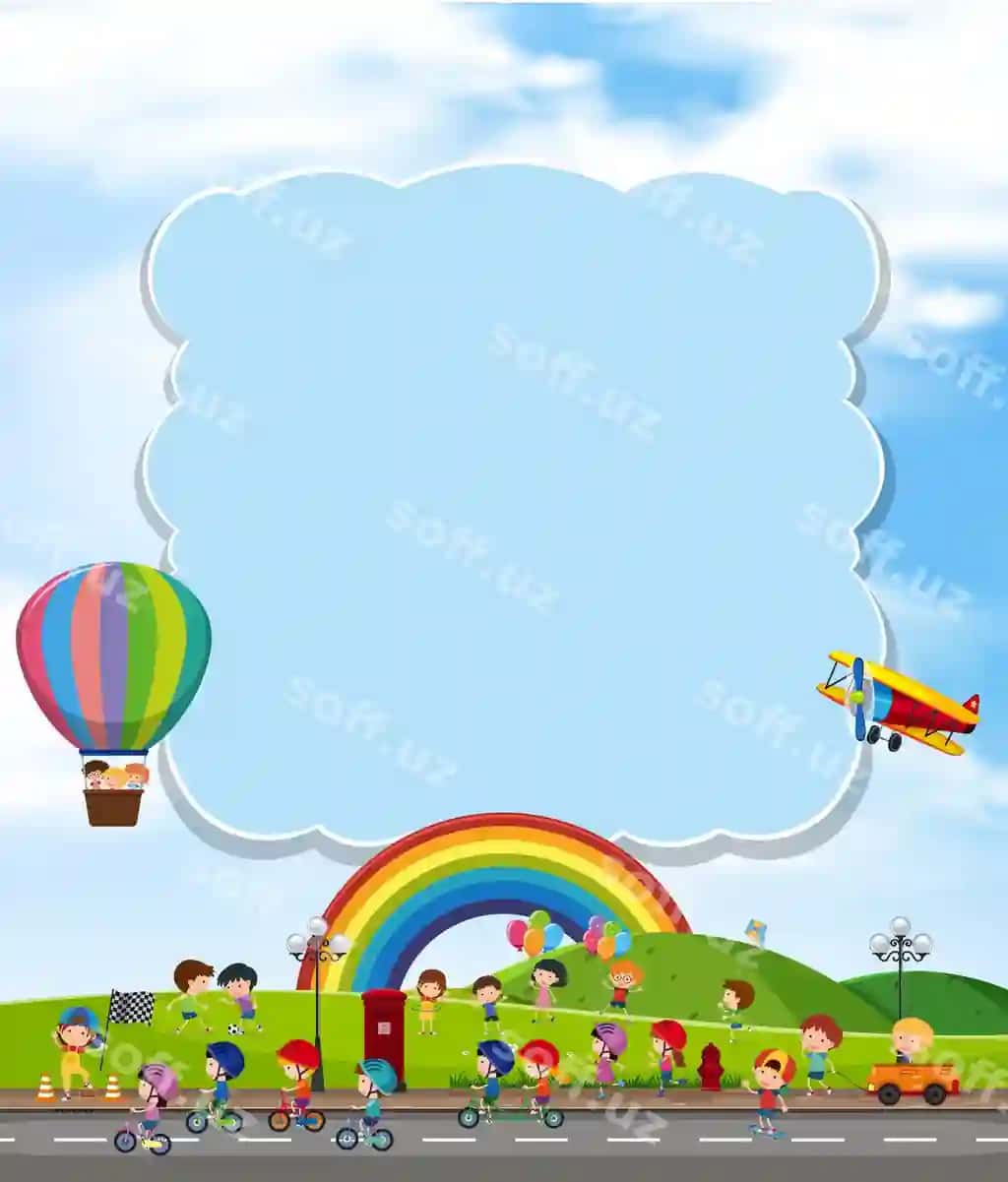 Bo'sh bulut bolalar rangli ko'ylari bilan | Blank cloud with children rainbow