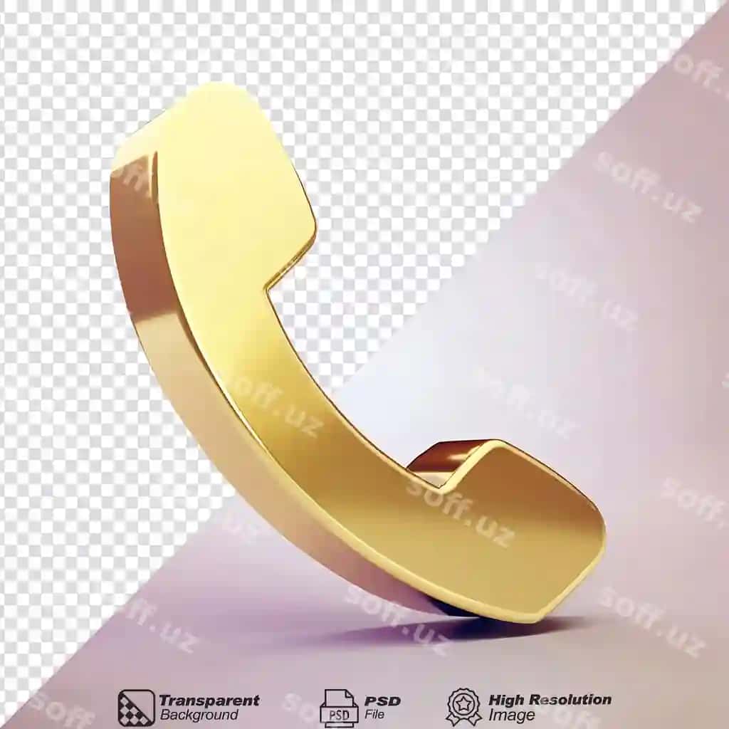 Telefon ikonkasi oltin ajraltirilgan shaffof orqa fonda | Phone icon gold isolated transparent background