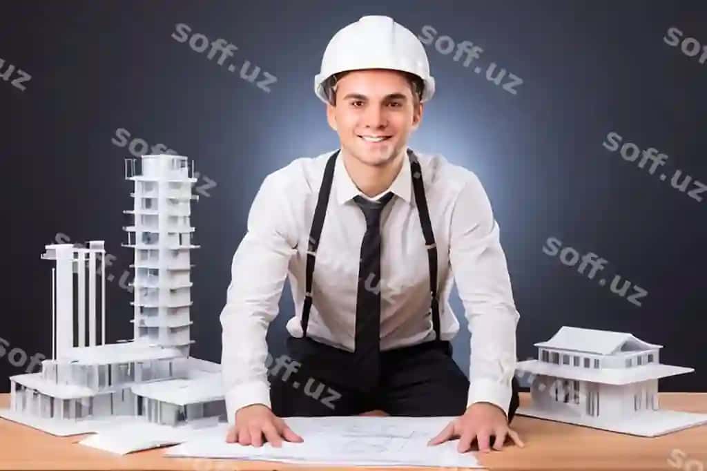 Yosh muvaffaqiyatli me'mor to'liq izolyatsiyalangan studiya rasmi | Young successful architect full isolated studio picture