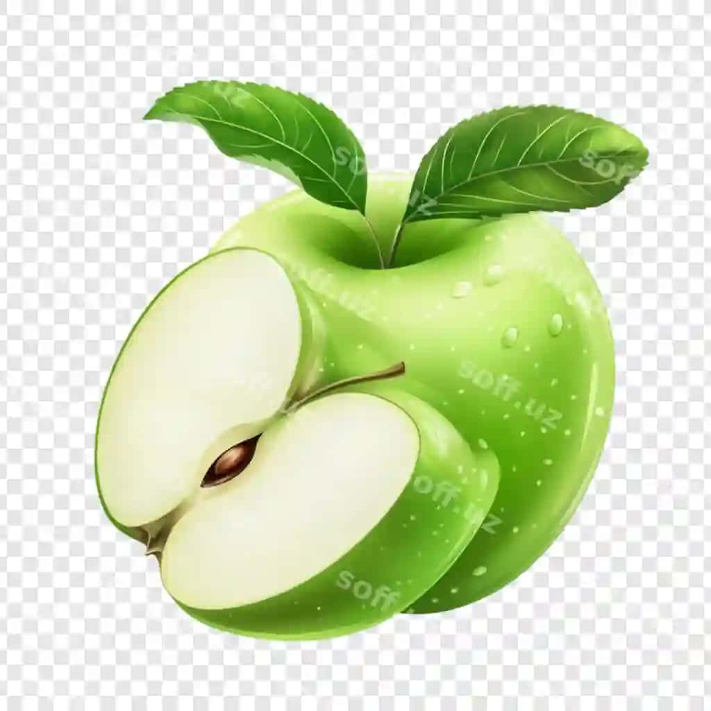 Suvidli yashil olma ajoyiblari jozib ko'rinish yangiligi | Juicy green apple slices tempting visual freshness