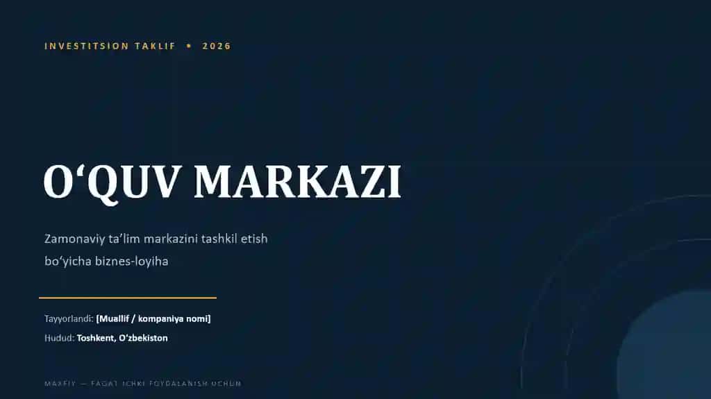 Biznes reja o'quv markazi ochish
