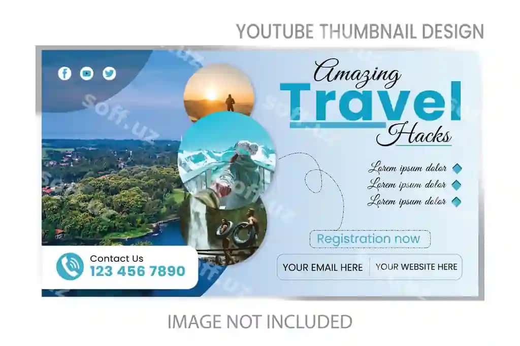 Sayohat youtube minyatür shabloni | Travel youtube thumbnail template