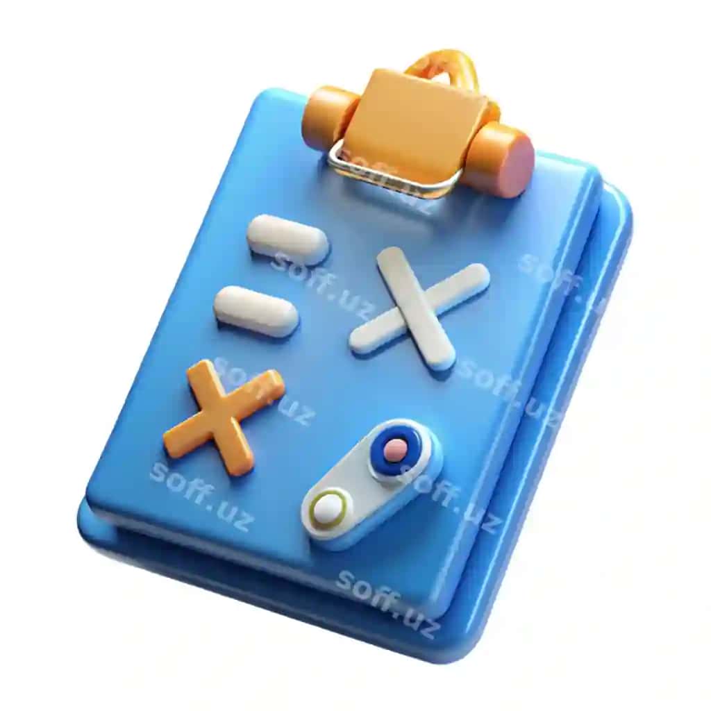 3D render ko'k klipbord matematik belgilar bilan | 3d render blue clipboard with math symbols