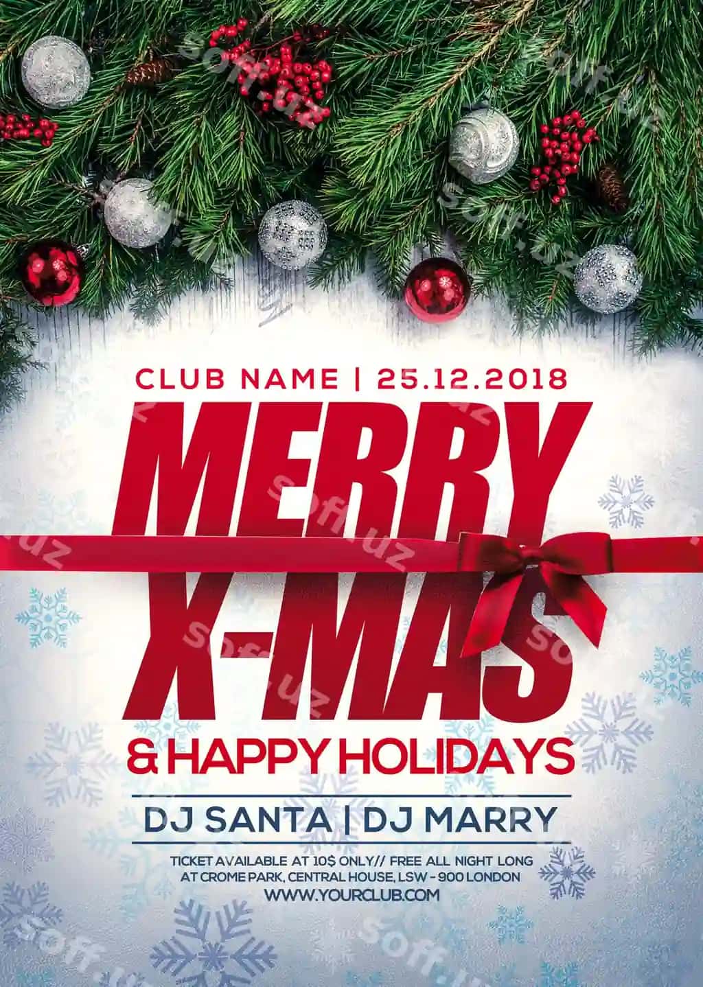 Yashil qizil Rojdestvo flyer shablon | Green red christmas flyer template