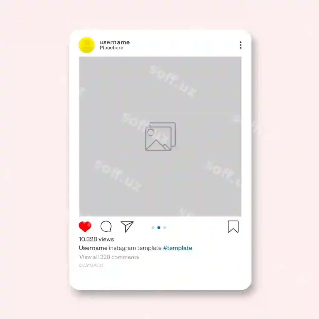 Instagram post mockup with placeholder content | Instagram post mockup with placeholder content