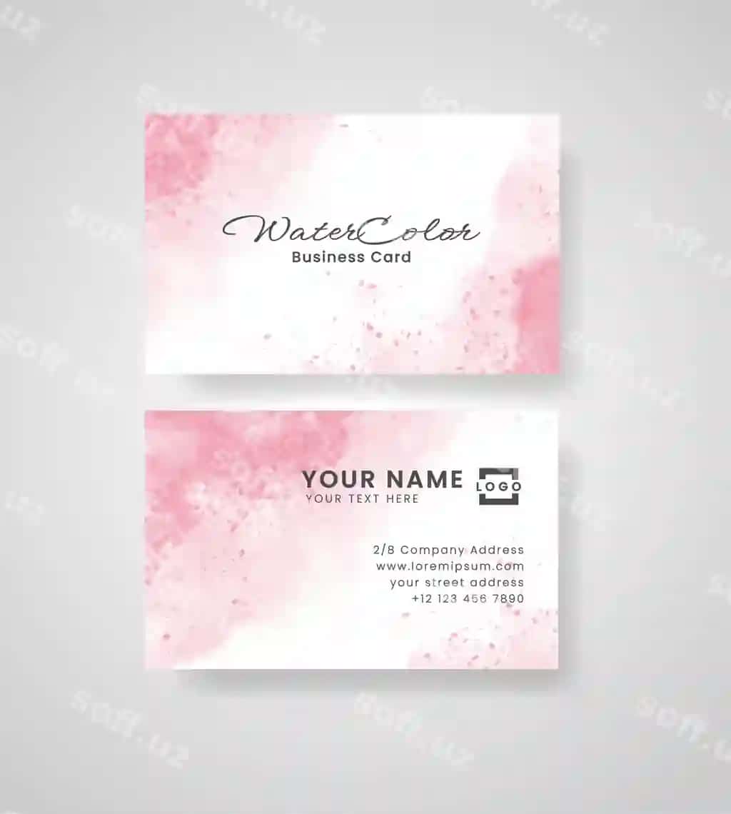 Abstrakt chirilgan akvaramel biznes karta | Abstract splashed watercolor business card