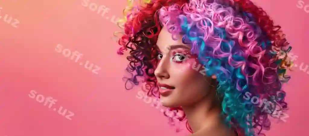 Portret qiz studiya ko'plab rangli soch | Portrait girl studio multicolored hair