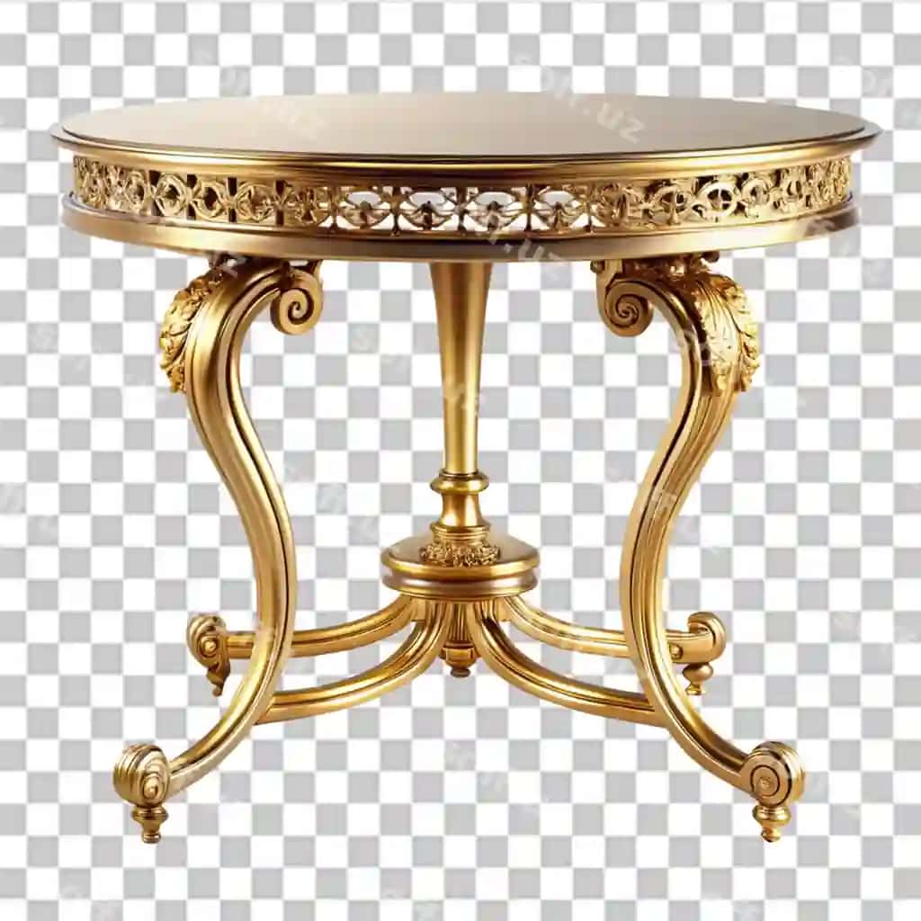 Oltin shohlik stol ajraltirilgan shaffof orqa fonda | Golden royal table isolated transparent background