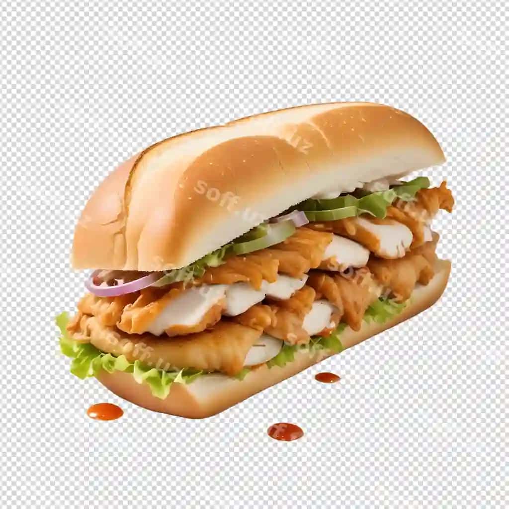 Tovuq va salatli sendvich, uning asosida tovuq rasmini | Sandwich with chicken lettuce it with picture chicken bottom