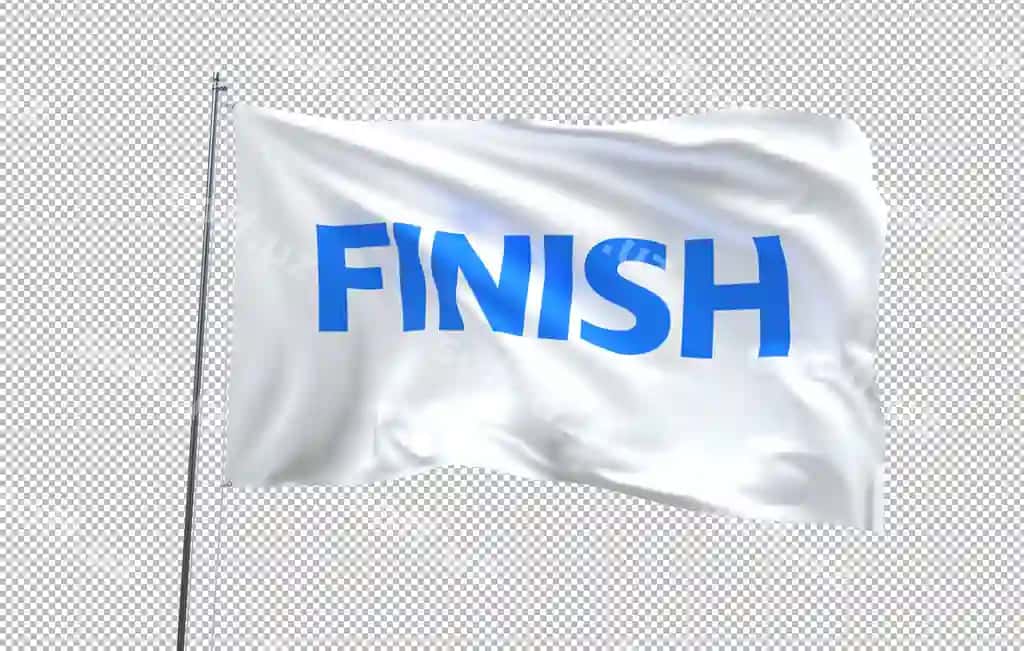 Yakun bayrogʻ namunasi shaffof | Finish flag mockup transparent