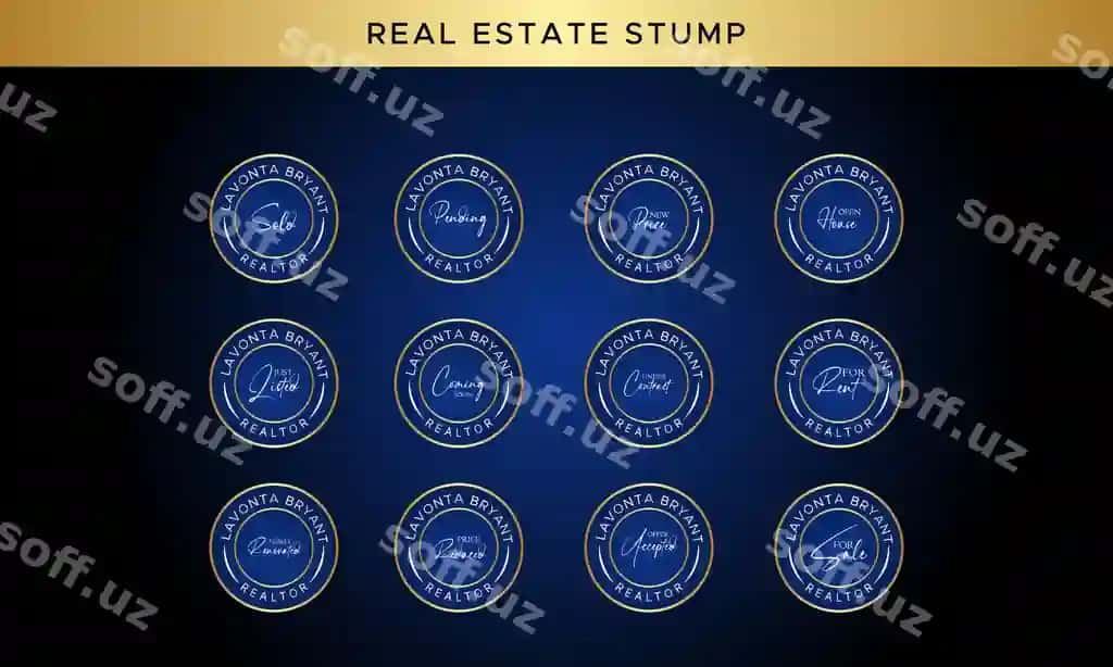 Mulklar Stump bog'liq premium shablon vodmarkalari mulklar | Real estate stump luxury premium template watermarks real estate