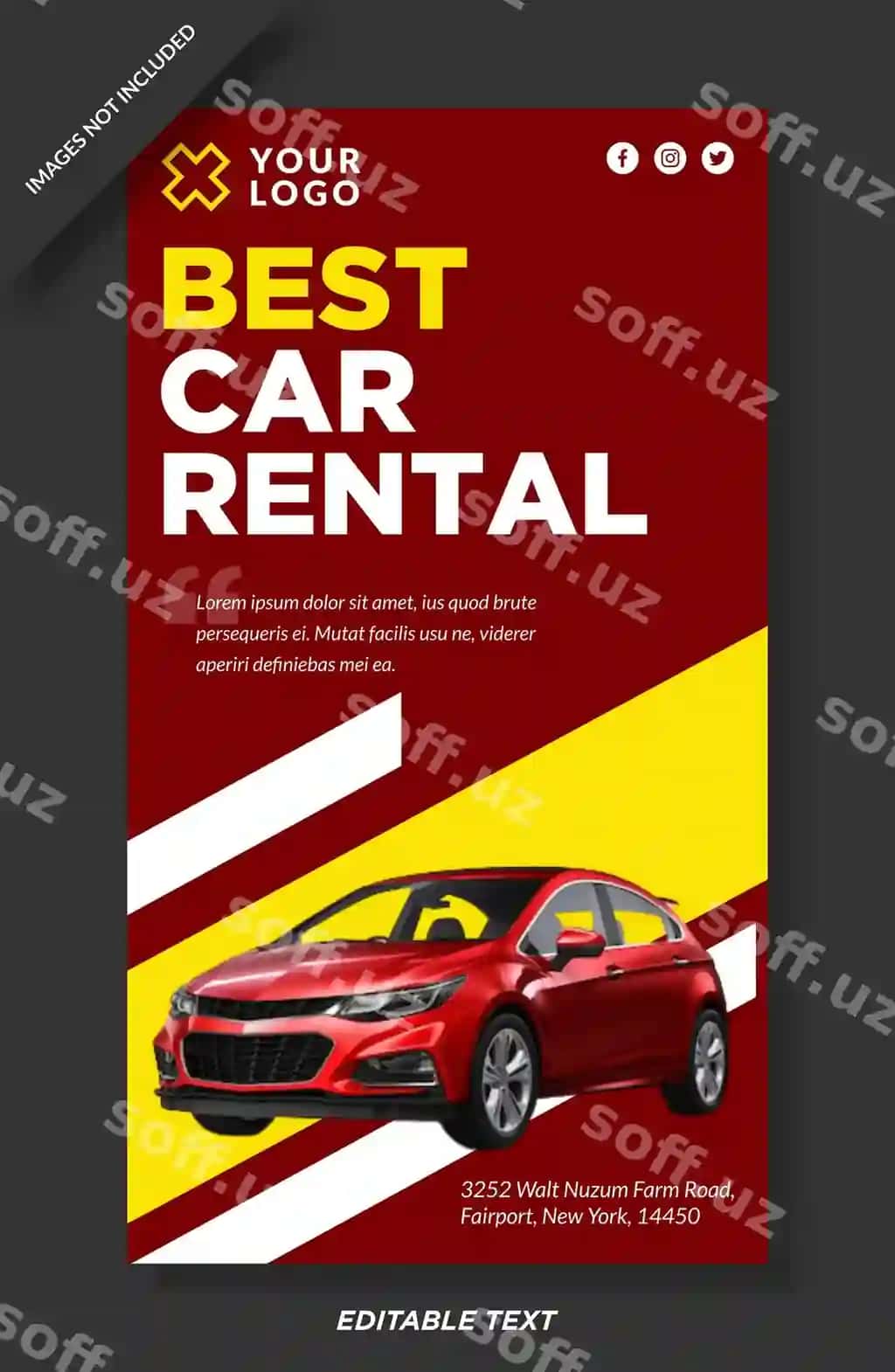 Eng yaxshi avtomobil ijarasi Instagram hikoyalari shablon dizayni | Best car rental instagram stories template design