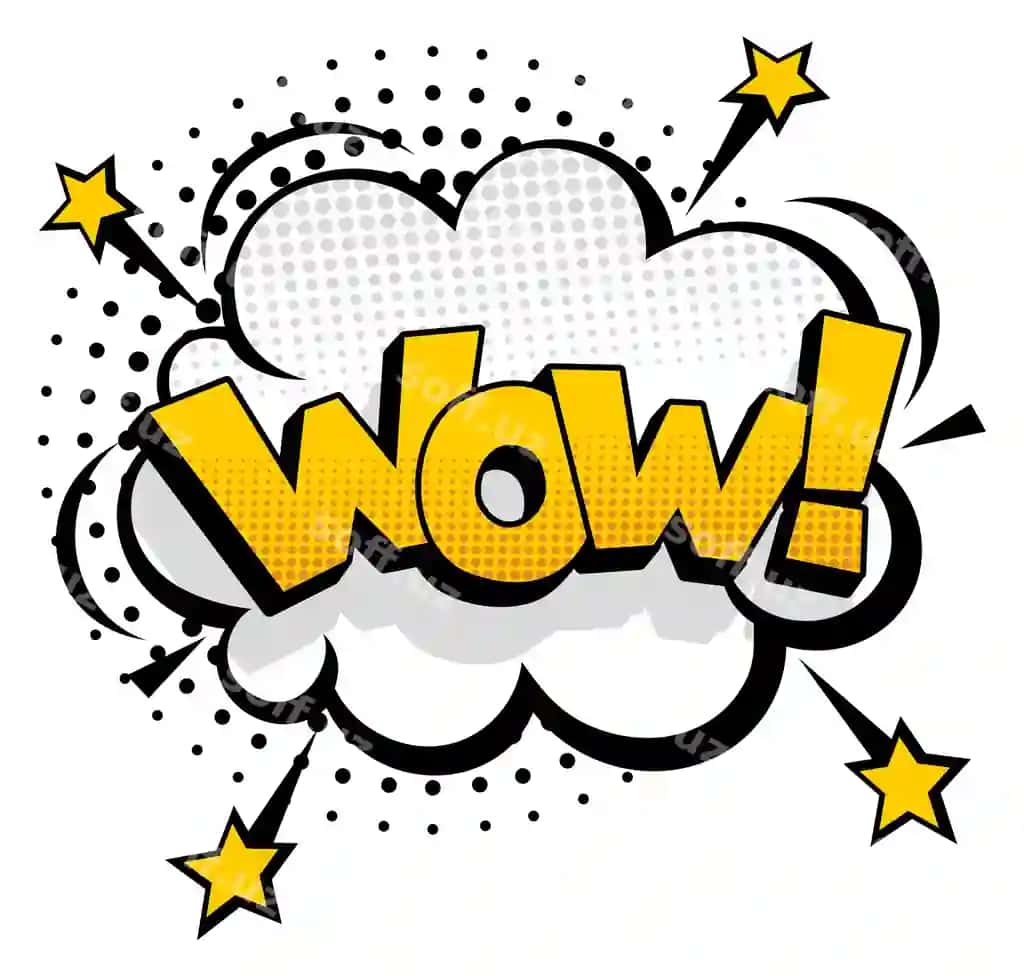 Vov so'z porlab chiqadigan komi bulut pop san'at splsh | Wow word bursting comic cloud pop art splash