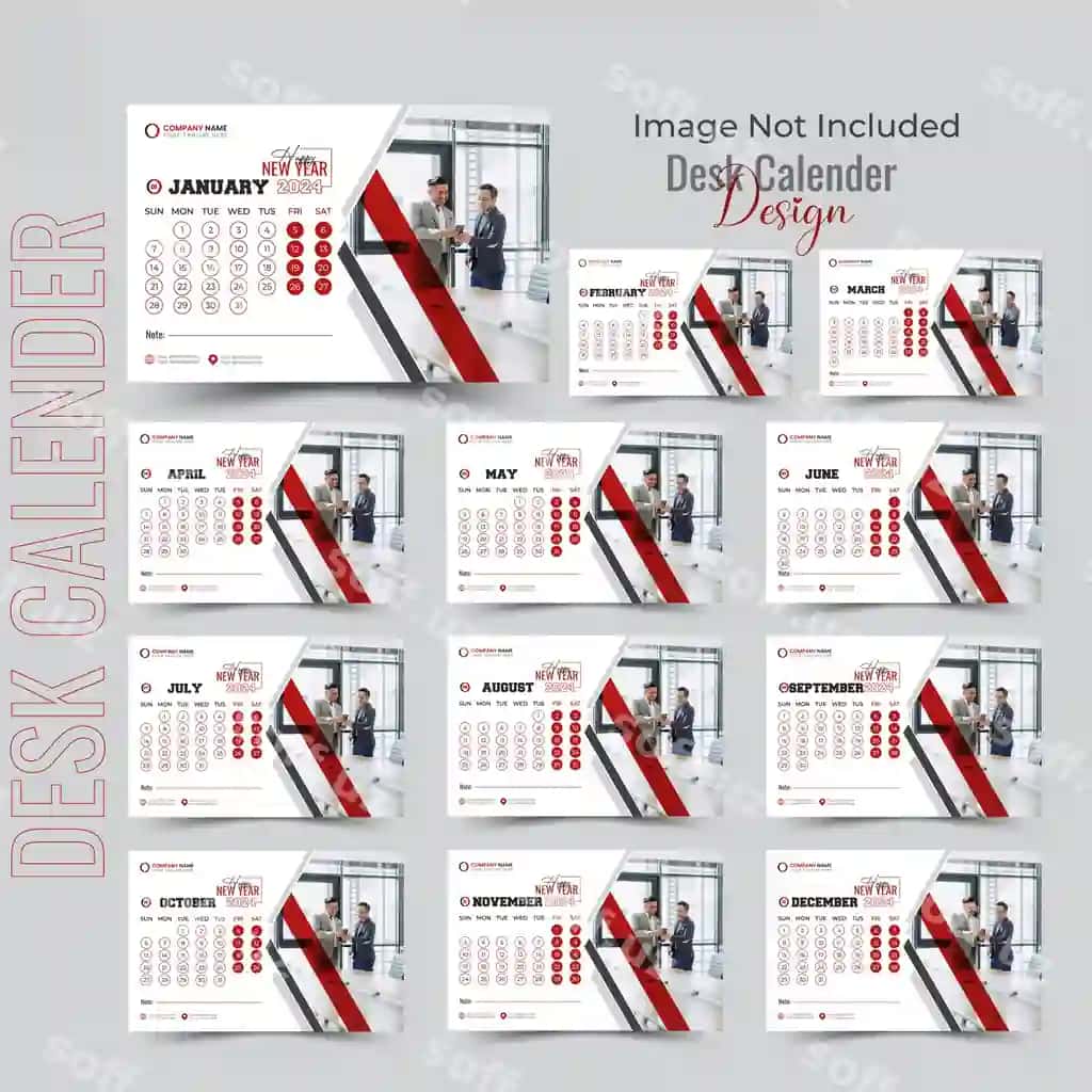 2024 Baxtingli yangi yil stol kalendari dizayni chop etishga tayyor | 2024 happy new year desk calendar design ready print