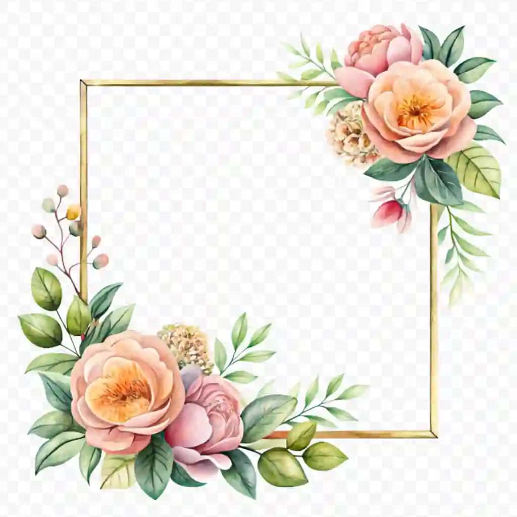 Chiroyli akvarel gulli ramka izolyatsiya qilingan shaffof fon | Beautiful watercolor floral frame isolated transparent background