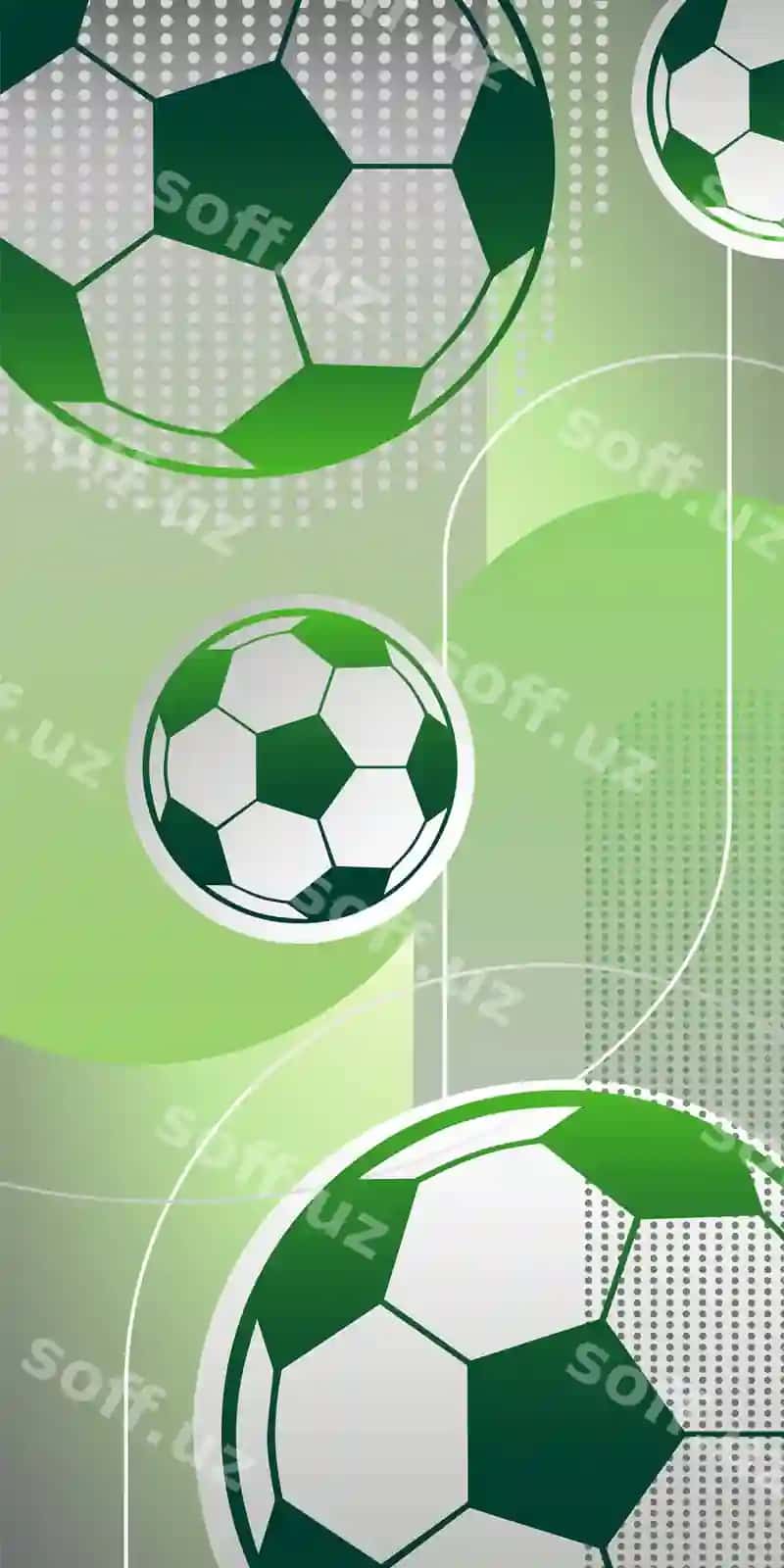 Sport yorqin fonda futbollar bilan gradient ranglar vektor | Sporty bright background with soccer balls gradient colors vector