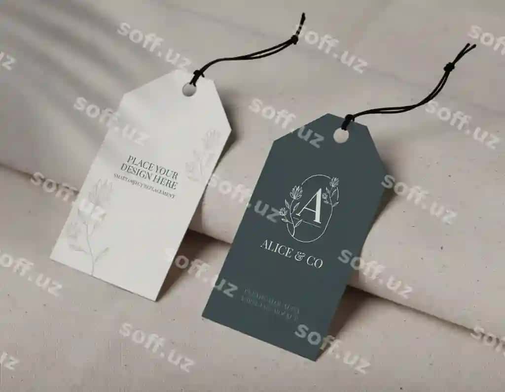 Yaqin surat etiket tagi namunasi | Close up label tag mockup