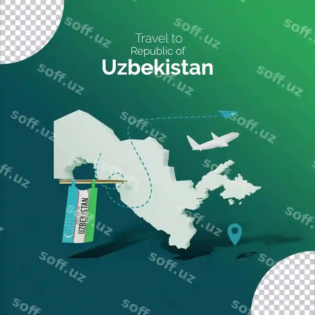 Sayohat mezoni O'zbekiston 3d model xarita bilan | Travel post with 3d model map uzbekistan