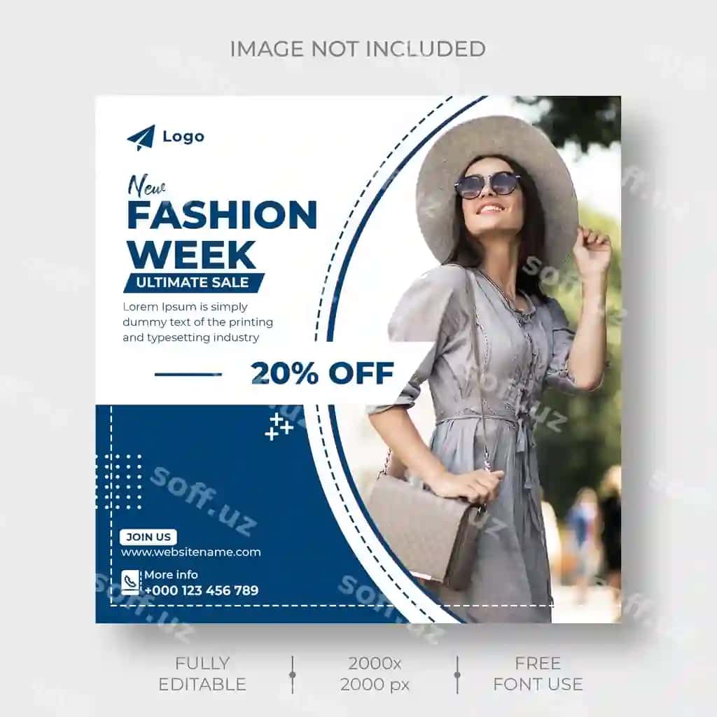 Moda chegirmasi mashhur ijtimoiy Instagram posti shablon banneri | Fashion sale trending social instagram post template banner