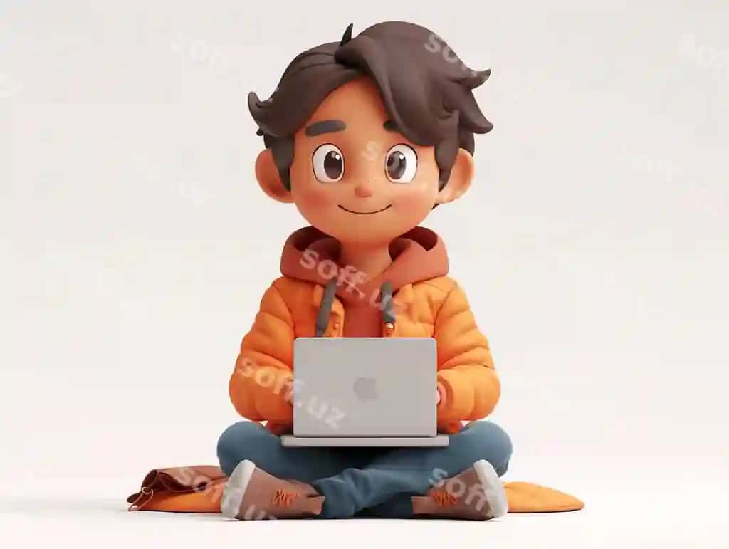 3d ayollar fondli kompyuter bn erkak shimri | 3d male character with laptop