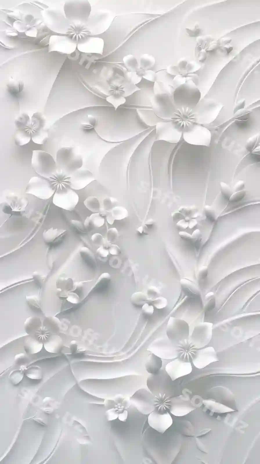 Oq qog'oz gullari teksturali fon | White paper flowers textured background