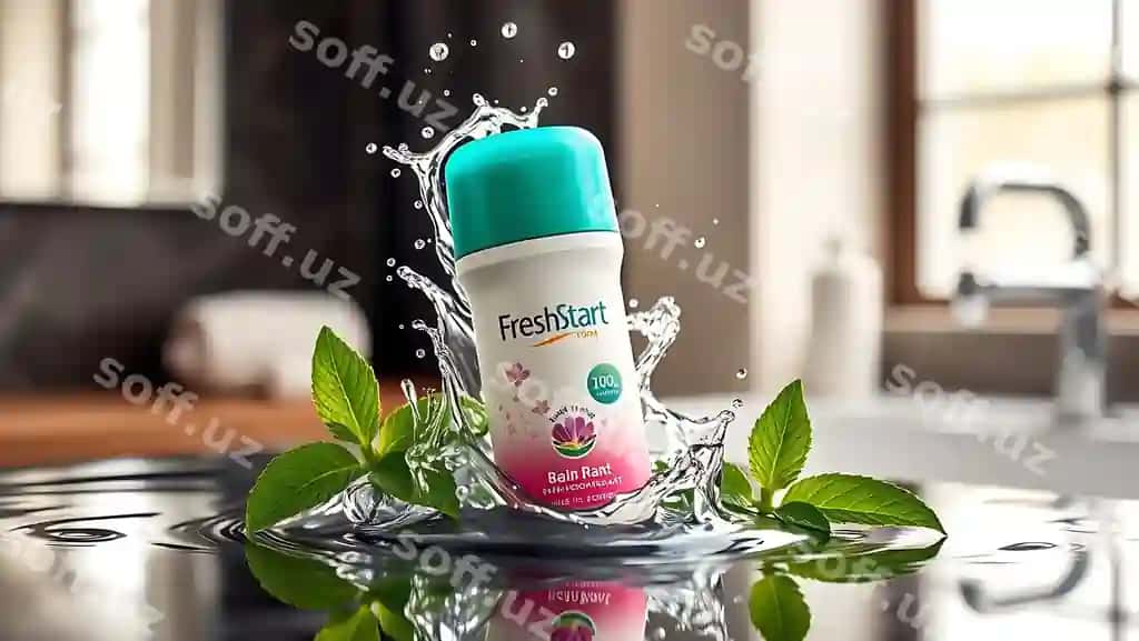 Freshstart deodorant suw splashli nane yaproqlari spa hammomi | Freshstart deodorant with water splash mint leaves spa bathroom