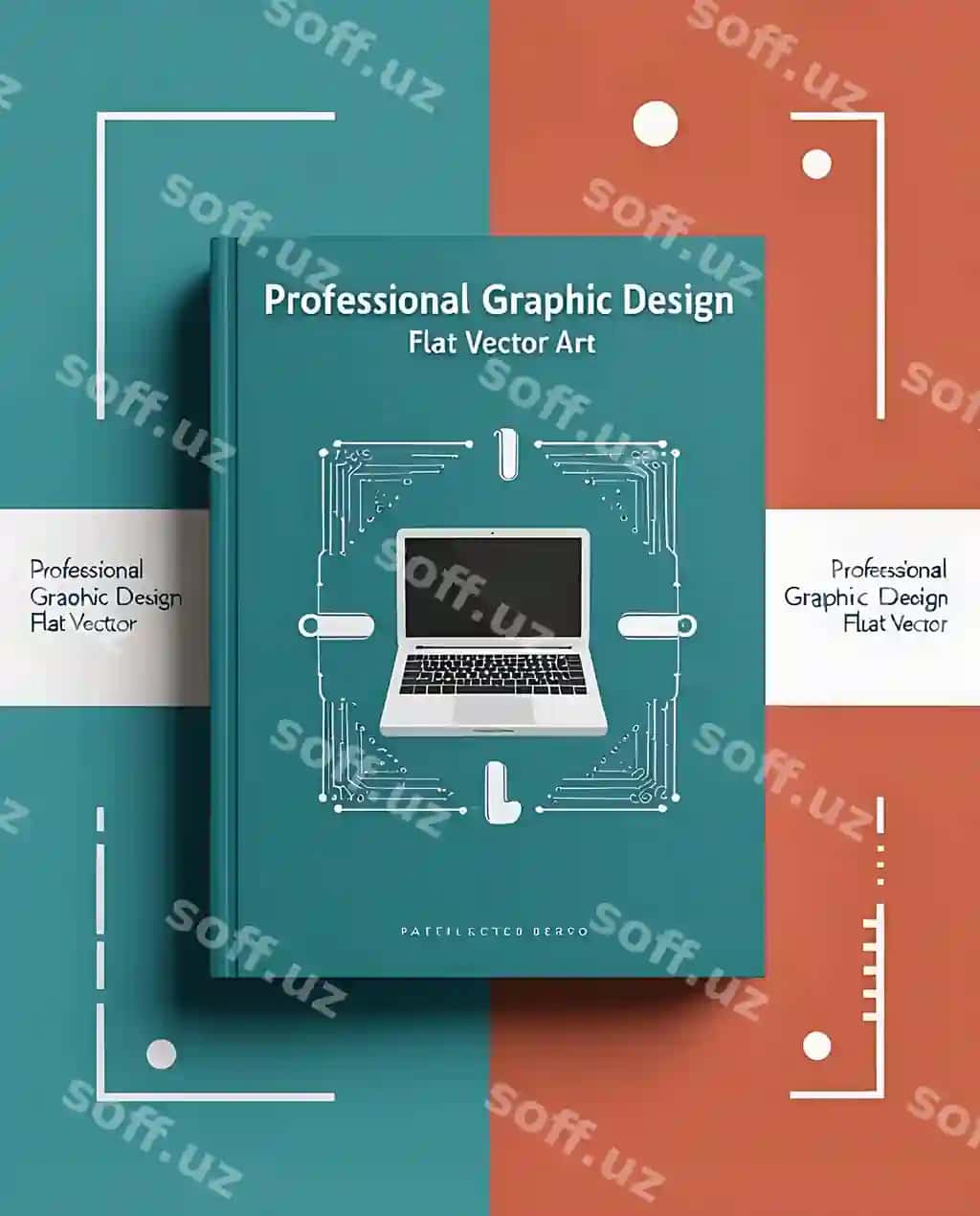 Kitob muqaddasi noutbuk mikroschema dizayni va professional grafik dizayn bilan jihozlangan | Book cover featuring laptop circuit board design professional graphic design