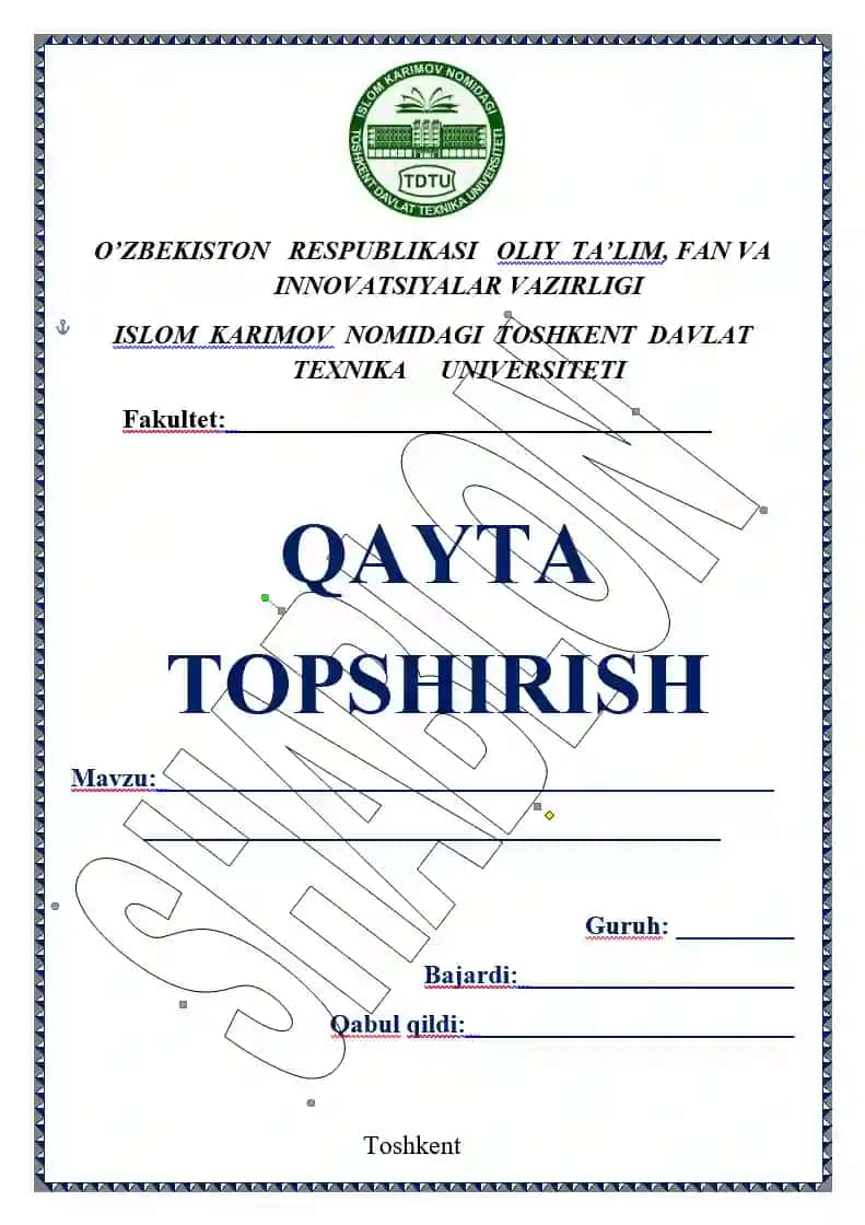 Qayta topshirish ishi yuzi TDTU
