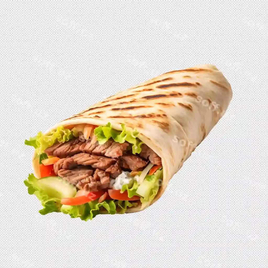 Yaqinlikdagi foto yangi mazali doner gosht bilan, orqa fonsiz, bilan | Close up photo fresh tasty doner with meat without background with