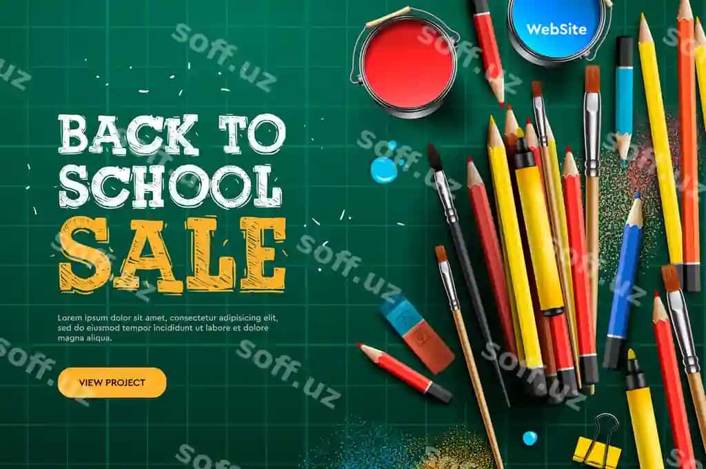 Maktab qaytish sotuvidagi landing sahifa shablon ilustratsiyalari banerlar taklifnoma | Back school sale landing page template illustration banners invitation