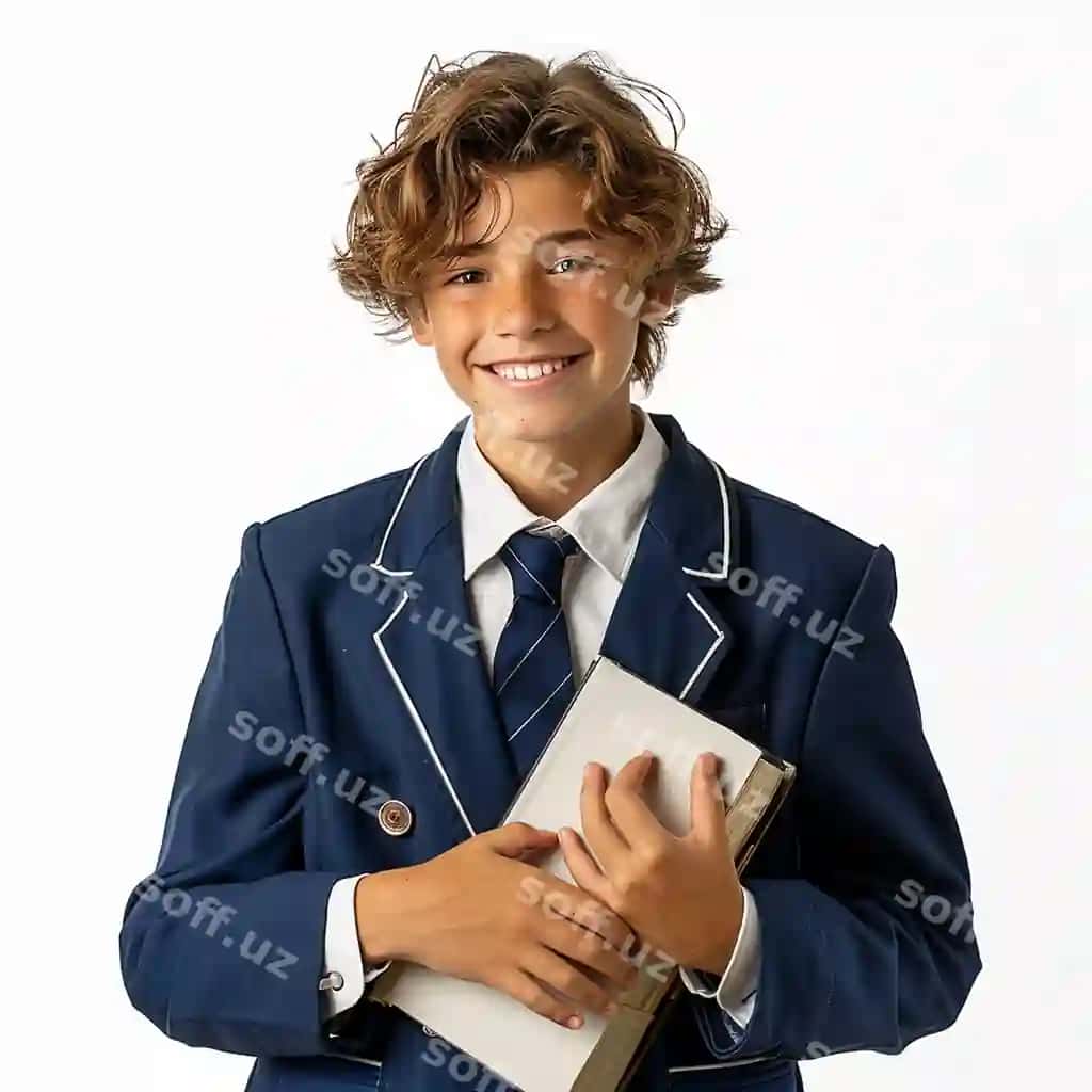 O'yinchoq kukuna kiygan o'gling kitobni tutmoqda. | Boy blue suit is holding book