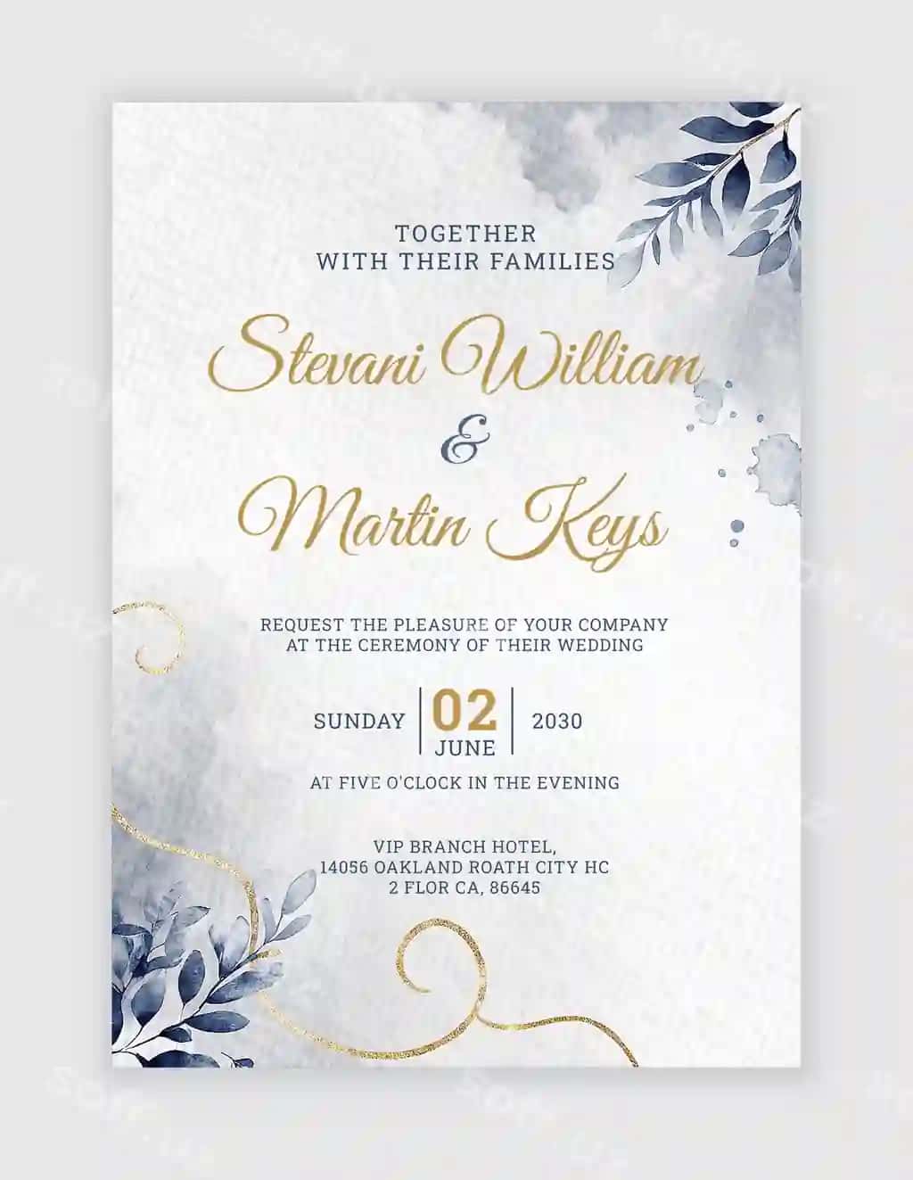 Elegant tur uchun taklifnoma akvaramalık gulli dizayn bilan | Elegant wedding invitation with watercolor floral design